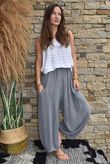 Lina Linen Blend Barrel Pant Washed Charcoal